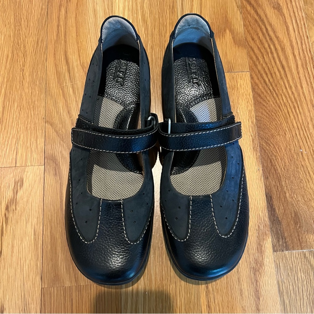Born Black Leather Flats with Strap